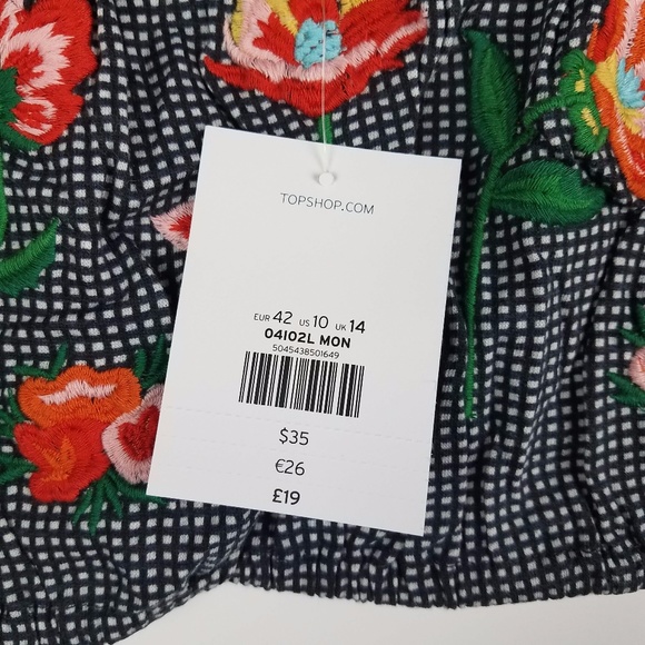 TopShop Embroidered Floral Crop Top - Picture 6 of 8